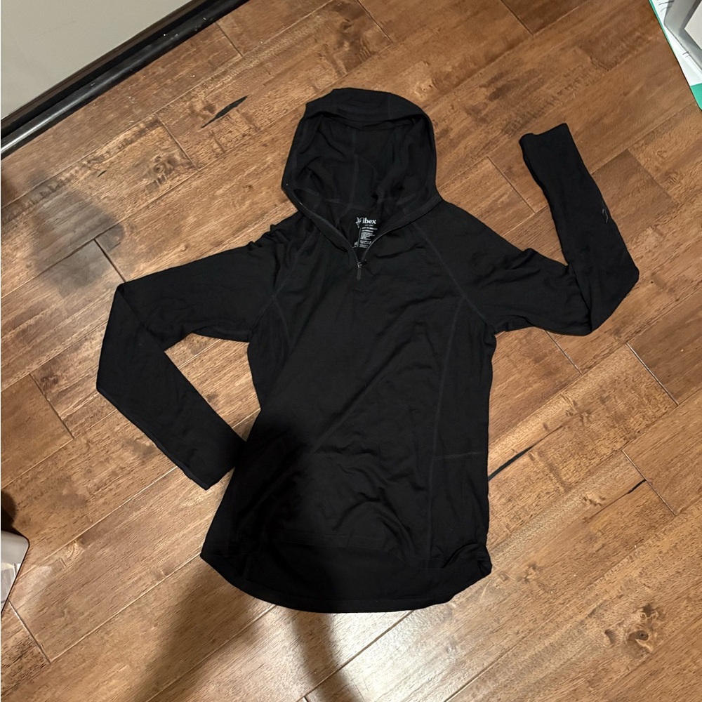 Ibex Black Hooded Long Sleeve Top